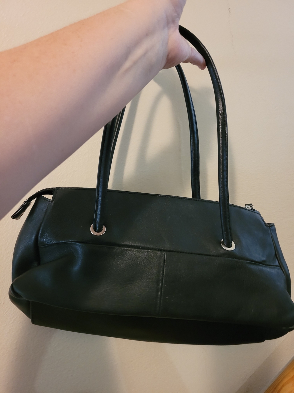 Black Leather 90s Y2K Vintage East-west Shoulder Purse - Picture 2 of 4